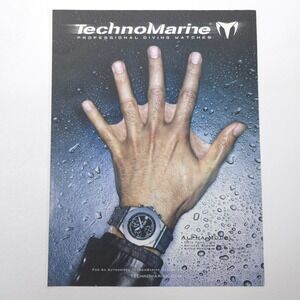 TechnoMarine Professional Diving Watch Vintage Print Ad Water Immersion Theme